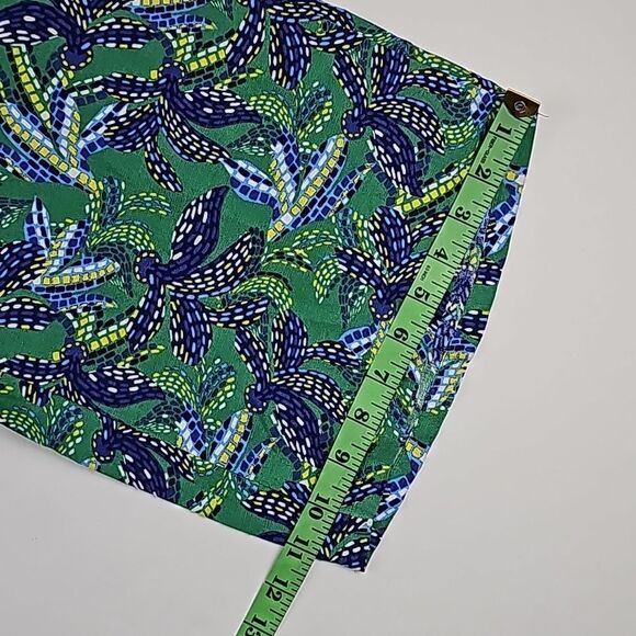 Midnight Sky -175 Blue Green Floral Linen Blend Tie Waist Wide Leg Pants Size S - Picture 9 of 9